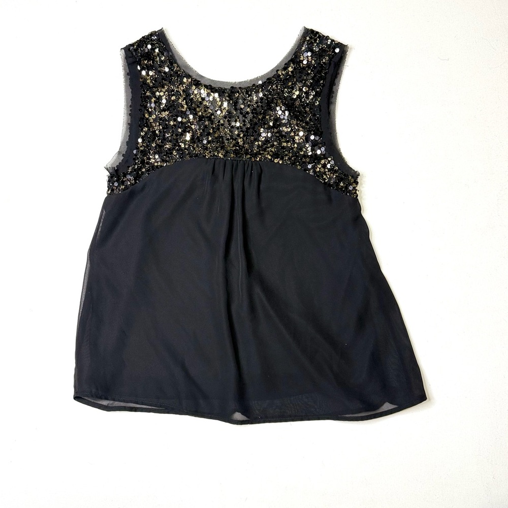 Karlie Black and Silver  and Gold Sequin Blouse Size Small